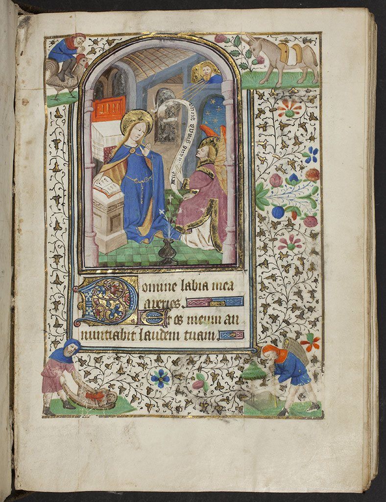 Libro de horas medieval abierto en un salmo